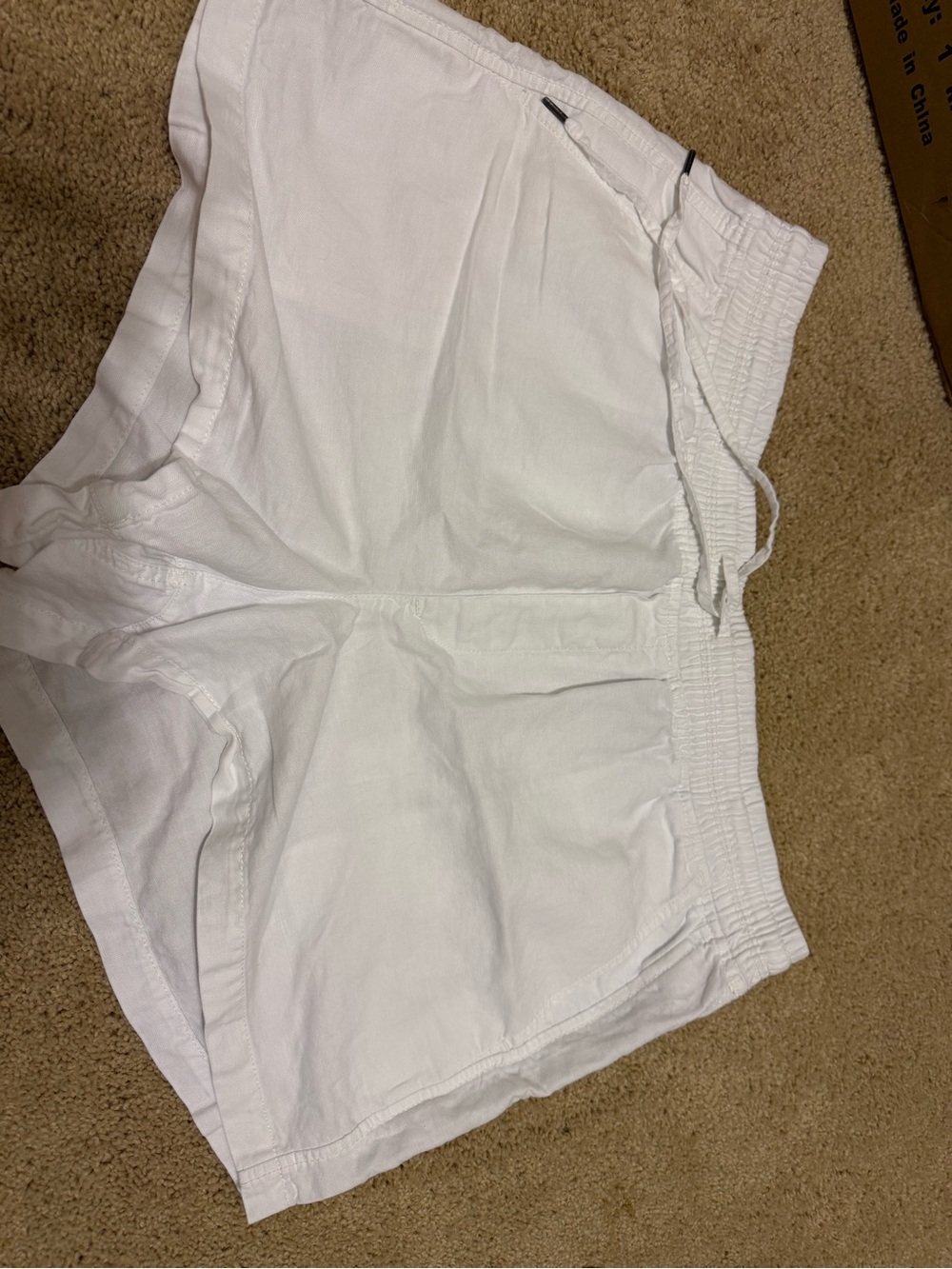 GAP White Elastic-Waist Cotton Athletic Shorts